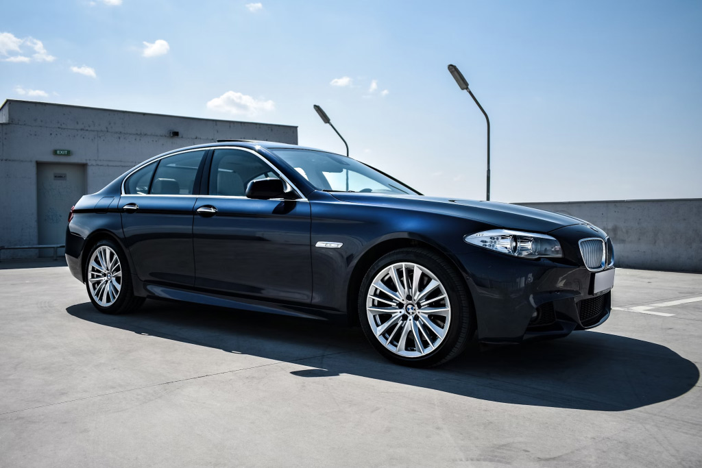 black shinny BMW car