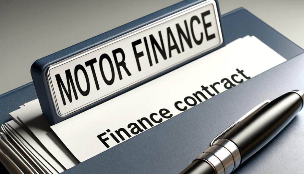 Motor finance note with a pen
