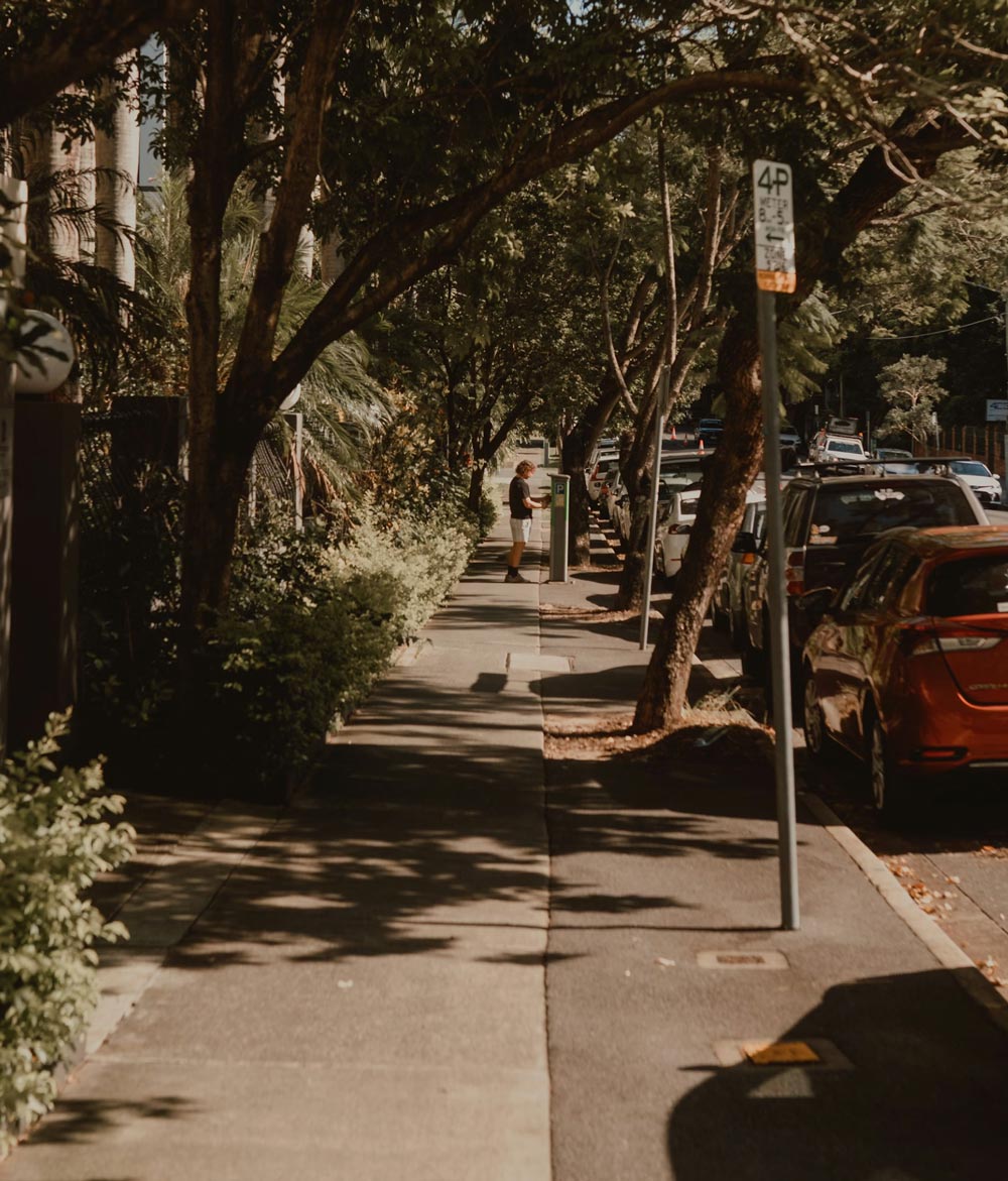Brisbane street with parked cars