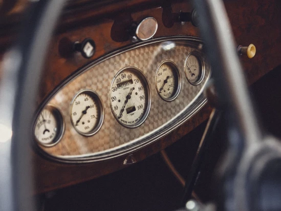 Classic car dashboard and gauges