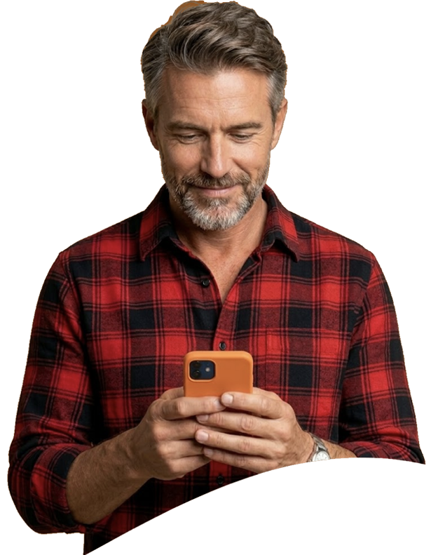 Country Cars customer using phone