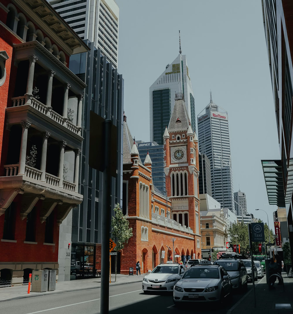 Perth city parked cars