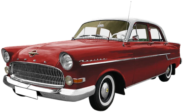 Red and white classic car