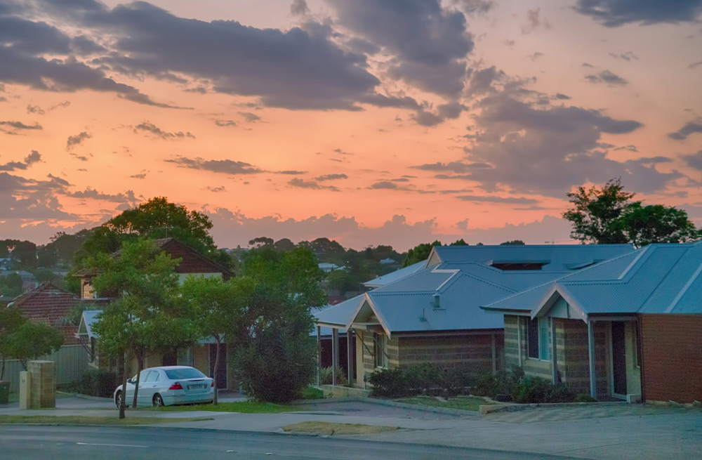 Suburban Perth homes and street
