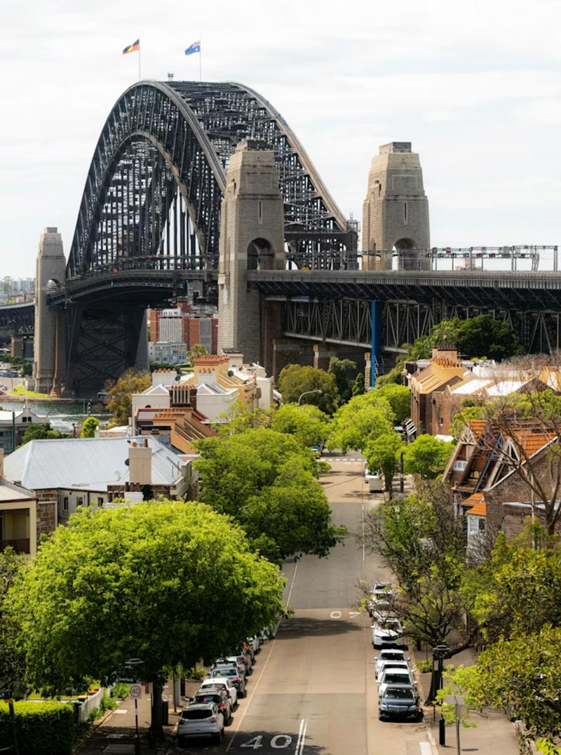 Sydney Harbour Bridge and quiet street