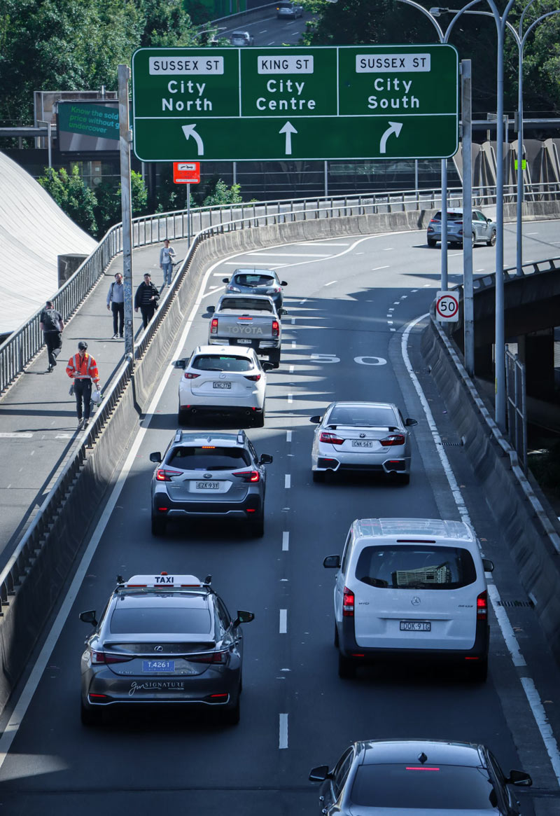 Sydney streets with cars
